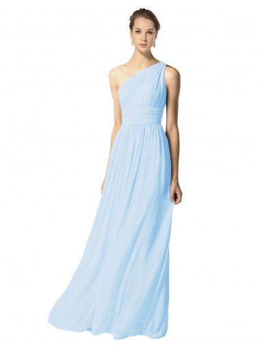 Soft Chiffon One Shoulder A-Line Light Sky Blue Bridesmaid Dress Manchester