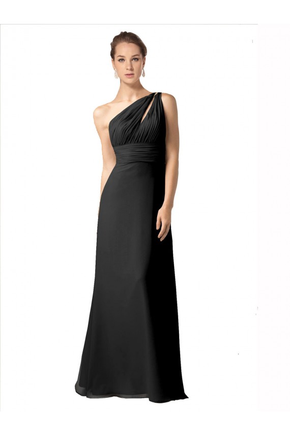 Soft Chiffon One Shoulder A-Line Black Bridesmaid Dress Manchester