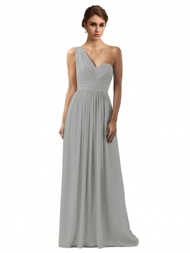 Soft Chiffon One Shoulder A-Line Silver Bridesmaid Dress Manchester