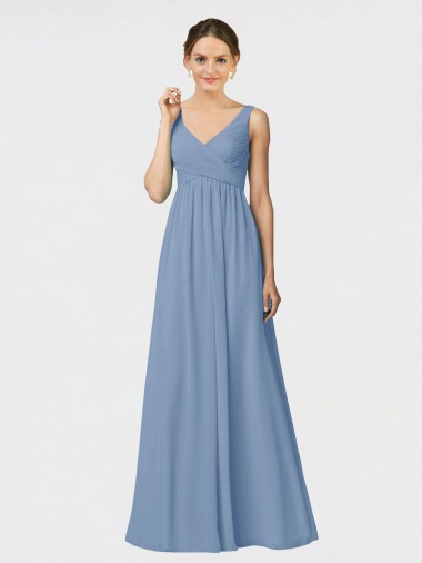 Soft Chiffon Sweetheart A-Line Dusty Blue Bridesmaid Gown Manchester