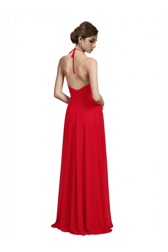 Chiffon V-Neck A-Line Red Bridesmaid Dress Manchester