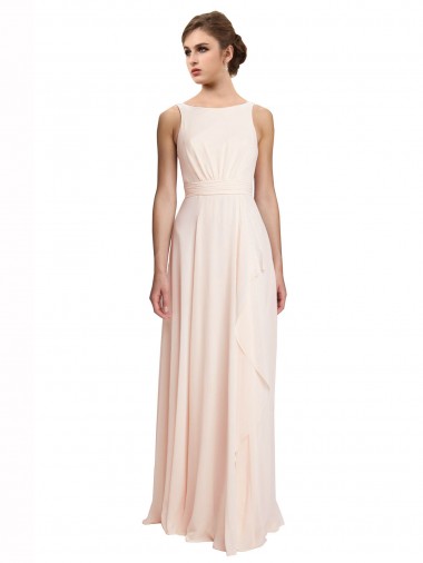 Chiffon High Neck V-Back A-Line Cream Pink Bridesmaid Dress / Evening Dress Manchester