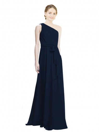 Chiffon One Shoulder A-Line Dark Navy Bridesmaid Dress / Evening Dress Manchester