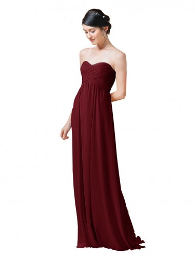 Soft Chiffon Strapless A-Line Burgundy Bridesmaid Dresses Manchester