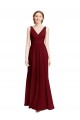 Chiffon V-Neck A-Line Burgundy Bridesmaid Dress / Evening Gowns Manchester