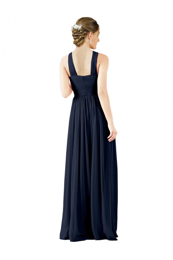 Chiffon V-Neck Princess Dark Navy Bridesmaid Gowns Manchester