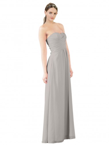 Soft Chiffon Strapless A-Line Oyster Silver Bridesmaid Dress Manchester