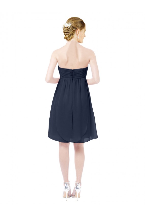Soft Chiffon Sweetheart Open Back A-Line Dark Navy Bridesmaid Dress Manchester