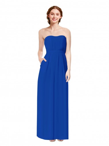 Soft Chiffon Sweetheart Open Back Sheath Royal Blue Bridesmaid Dress Manchester