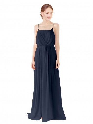 Chiffon Spaghetti straps Open Back A-Line Dark Navy Bridesmaid Dress / Evening Gowns Manchester