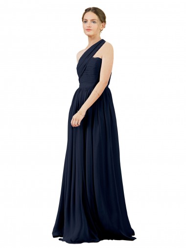 Chiffon One Shoulder A-Line Dark Navy Bridal Party Dress / Evening Dress Manchester