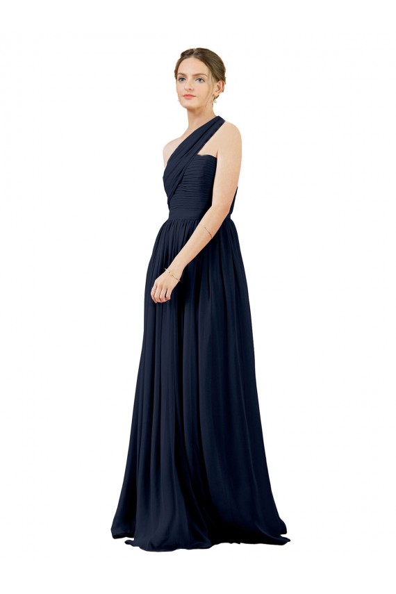 Chiffon One Shoulder A-Line Dark Navy Bridal Party Dress / Evening Dress Manchester