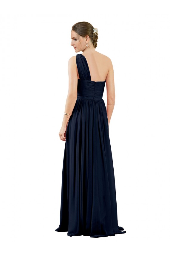 Chiffon One Shoulder A-Line Dark Navy Bridal Party Dress / Evening Dress Manchester