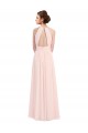 Soft Chiffon Halter Neck Keyhole Back A-Line Pink Bridesmaid Dress Manchester