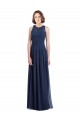 Chiffon Halter Neck Keyhole Back A-Line Dark Navy Bridesmaid Dress Manchester