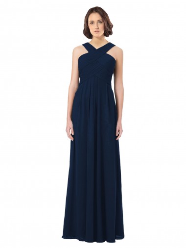 Chiffon Sweetheart V-Back A-Line Dark Navy Bridesmaid Dress Manchester