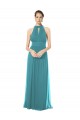 Soft Chiffon Halter Neck Keyhole Back A-Line Hunter Bridesmaid Dress Manchester