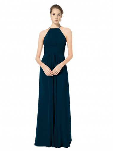Soft Chiffon Halter Neck A-Line Midnight Green Bridesmaid Dress Manchester