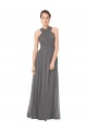 Soft Chiffon Halter Neck Keyhole Back A-Line Stormy Silver Bridesmaid Dress Manchester