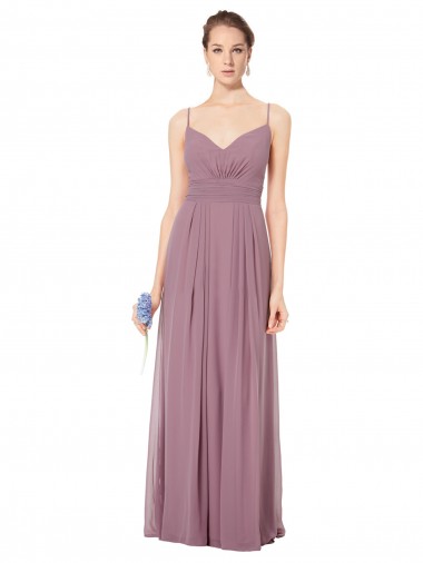 Soft Chiffon V-Neck Open Back A-Line Pink Bridesmaid Gowns Manchester