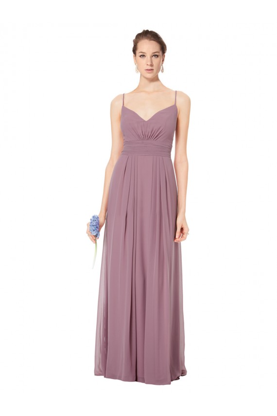 Soft Chiffon V-Neck Open Back A-Line Pink Bridesmaid Gowns Manchester