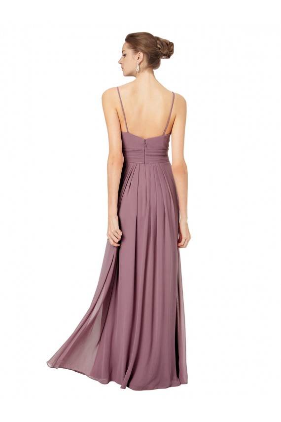 Soft Chiffon V-Neck Open Back A-Line Pink Bridesmaid Gowns Manchester