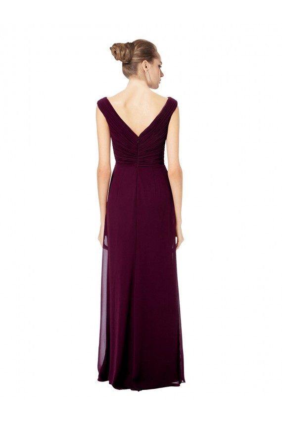 Soft Chiffon V-Neck V-Back A-Line Royal Blue Bridesmaid Dresses Manchester