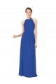 Chiffon Halter Neck Keyhole Back A-Line Royal Blue Bridesmaid Dress / Evening Dress Manchester