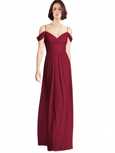 Soft Chiffon V-Neck A-Line Burgundy Bridesmaid Dresses Manchester