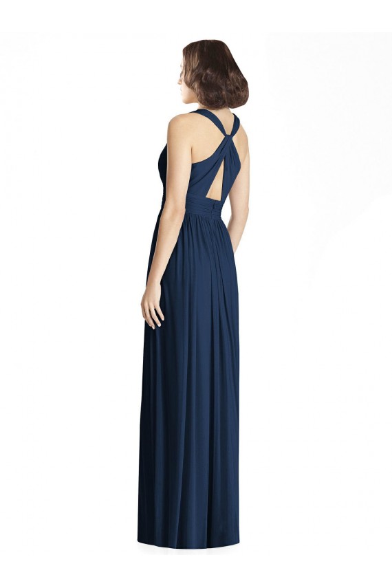Chiffon V-Neck A-Line Dark Navy Bridesmaid Dress Manchester