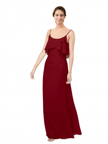 Soft Chiffon Scoop Neck V-Back Sheath Burgundy Bridesmaid Dress Manchester
