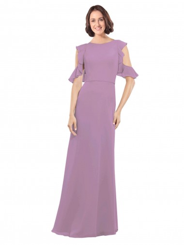 Soft Chiffon High Neck Open Back A-Line Dark Lavender Bridesmaid Dresses Manchester