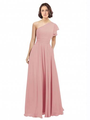 Chiffon One Shoulder A-Line Bliss Pink Bridesmaid Dress / Evening Dress Manchester