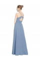 Soft Chiffon V-Neck V-Back A-Line Dusty Blue Evening Dress / Bridesmaid Dress Manchester