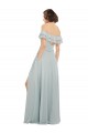 Soft Chiffon Off the Shoulder Keyhole Back A-Line Sea Glass Bridesmaid Dress Manchester