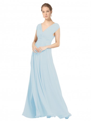 Soft Chiffon V-Neck A-Line Sea Glass Bridesmaid Dress Manchester