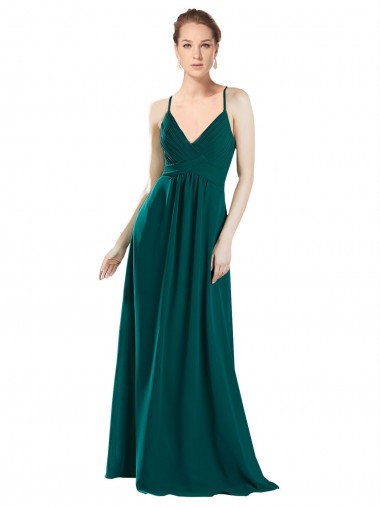 Chiffon V-Neck Keyhole Back A-Line Hunter Bridesmaid Dress / Evening Dress Manchester