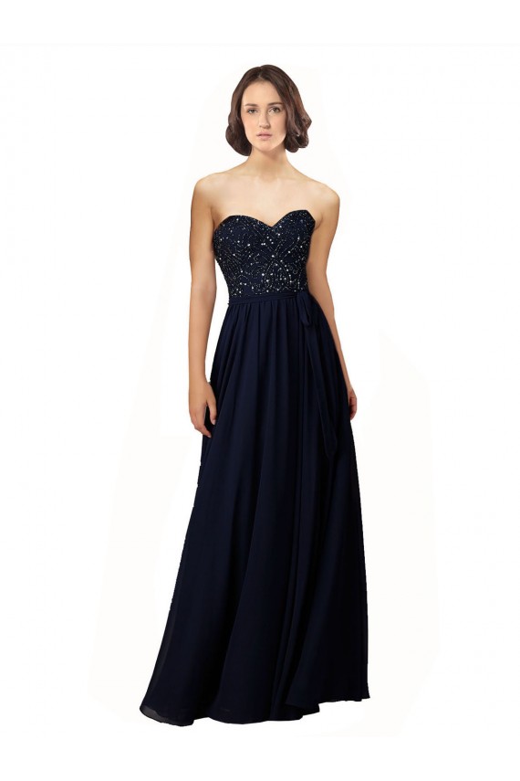 Soft Chiffon Sweetheart Sheath Dark Navy Bridesmaid Dress / Formal Dress Manchester