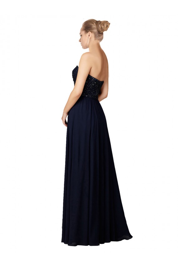 Soft Chiffon Sweetheart Sheath Dark Navy Bridesmaid Dress / Formal Dress Manchester