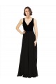 Soft Chiffon & Velvet V-Neck V-Back A-Line Black Prom Dress / Bridesmaid Dress Manchester