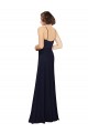 Soft Chiffon Scoop Neck Sheath Dark Navy Bridal Party Dress Manchester