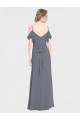 Soft Chiffon V-Neck V-Back A-Line Slate Grey Bridesmaid Dress Manchester