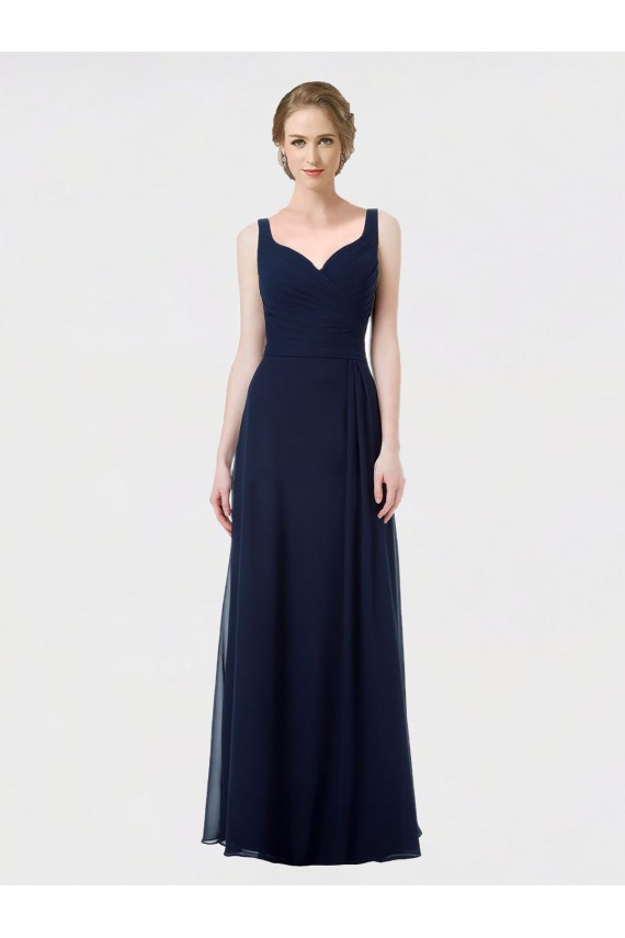 Lxue Chiffon Sweetheart Low Back A-Line Dark Navy Bridesmaid Dress Manchester