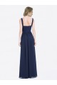 Soft Chiffon V-Neck Low Back A-Line Dark Navy Evening Gowns / Bridesmaid Dress Manchester