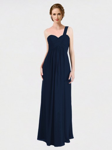 Soft Chiffon Sweetheart Low Back A-Line Dark Navy Bridesmaid Dress / Formal Dress Manchester