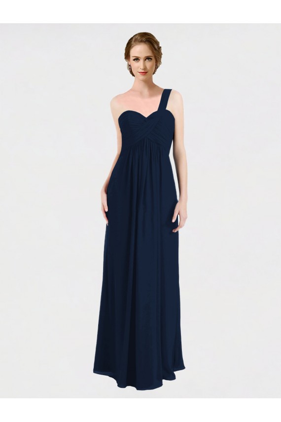 Soft Chiffon Sweetheart Low Back A-Line Dark Navy Bridesmaid Dress / Formal Dress Manchester