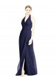 Soft Chiffon V-Neck Open Back A-Line Dark Navy Formal Dress / Bridesmaid Dress Manchester