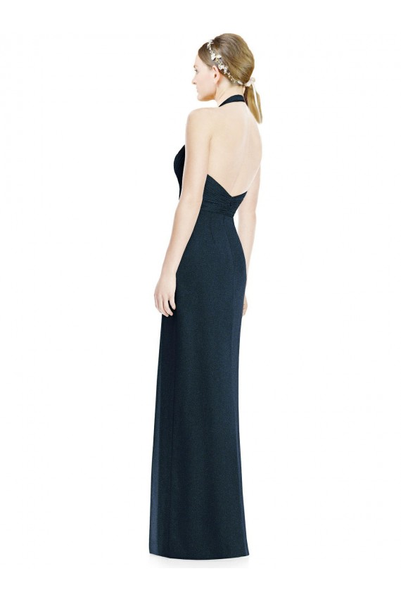 Soft Chiffon V-Neck Open Back A-Line Dark Navy Formal Dress / Bridesmaid Dress Manchester