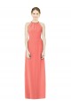Soft Chiffon Halter Neck Keyhole Back A-Line Coral Bridesmaid Dress Manchester