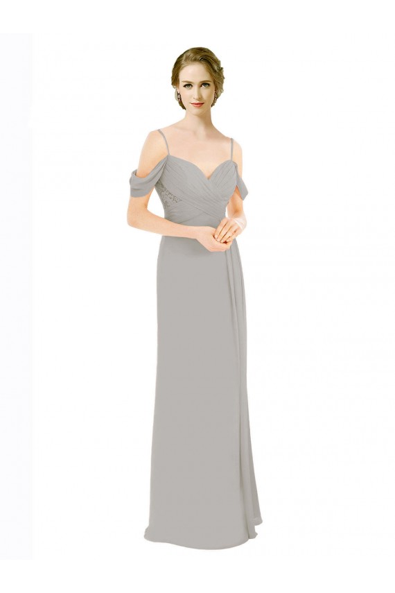 Soft Chiffon & Lace Sweetheart Low Back A-Line Silver Bridesmaid Dress Manchester